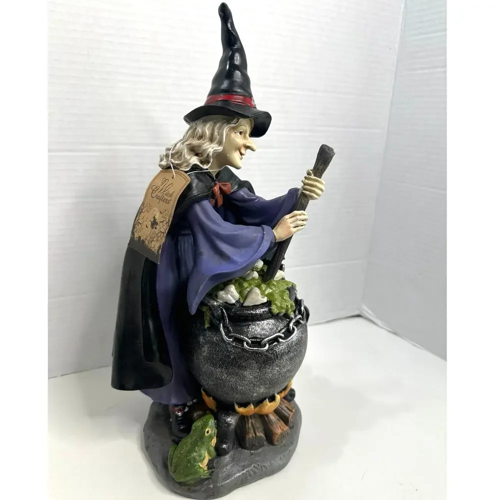 NWT 14” Witch Crafters Halloween Witch Stirring Cauldron Pot, Figurine.